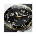 Longines, HydroConquest Black, Automatic Men's Watch Longines, HydroConquest with a 41mm stainless steel case and a black rubber strap featuring a black dial and a black and gold coloured ceramic bezel.