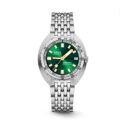 DOXA SUB 200T, Sea Emerald with a 39mm stainless steel case and bracelet strap featuring a date function and a sunray green dial.