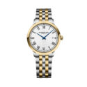 Raymond Weil, Toccata with a 39mm stainless steel and yellow gold PVD coated case and bracelet strap featuring a date function and a white dial.