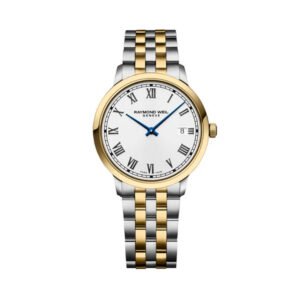 Raymond Weil, Toccata with a 39mm stainless steel and yellow gold PVD coated case and bracelet strap featuring a date function and a white dial.