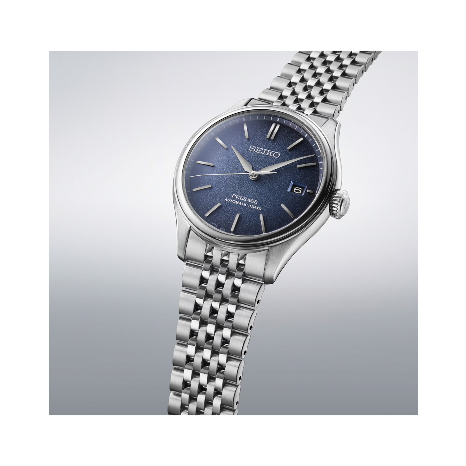 Seiko, Presage Classic ‘Ai-iro’ Japan Blue in 40.2mm stainless steel case and bracelet strap featuring a date function and a blue dial.