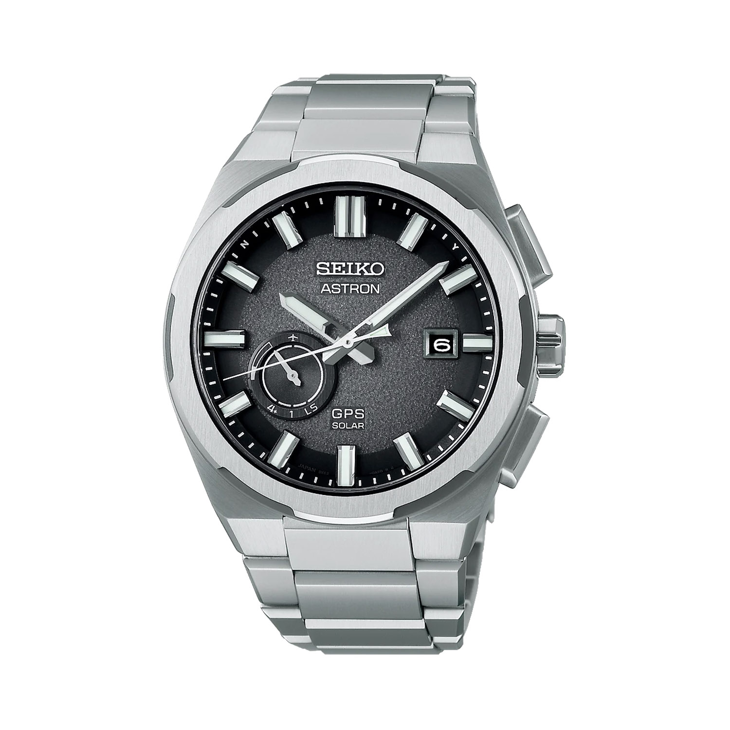 Seiko, Astron 3X ‘Moon’ with a 42mm titanium case and bracelet strap featuring a date function, GPS function and a dark grey dial.