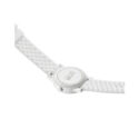 Mondaine, Essence White Dial & Strap, Quartz Women's Watch Mondaine, Essence with a 32mm caster oil case and a white silicone strap featuring a white dial.