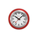 Mondaine, Globe Clock in red with a 60mm stainless steel and red silicone outer case featuring a white dial.