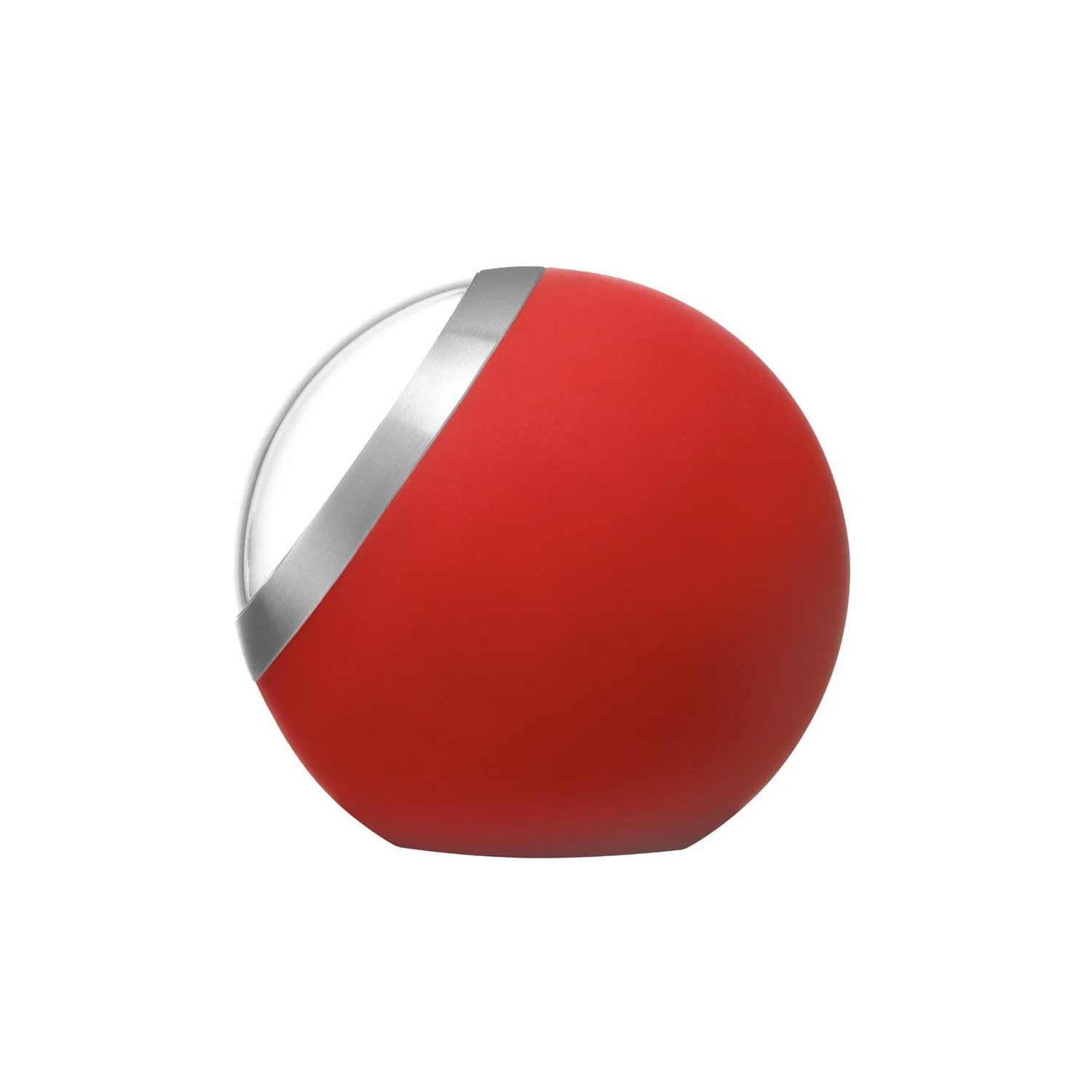 Mondaine, Globe Clock in red with a 60mm stainless steel and red silicone outer case featuring a white dial.