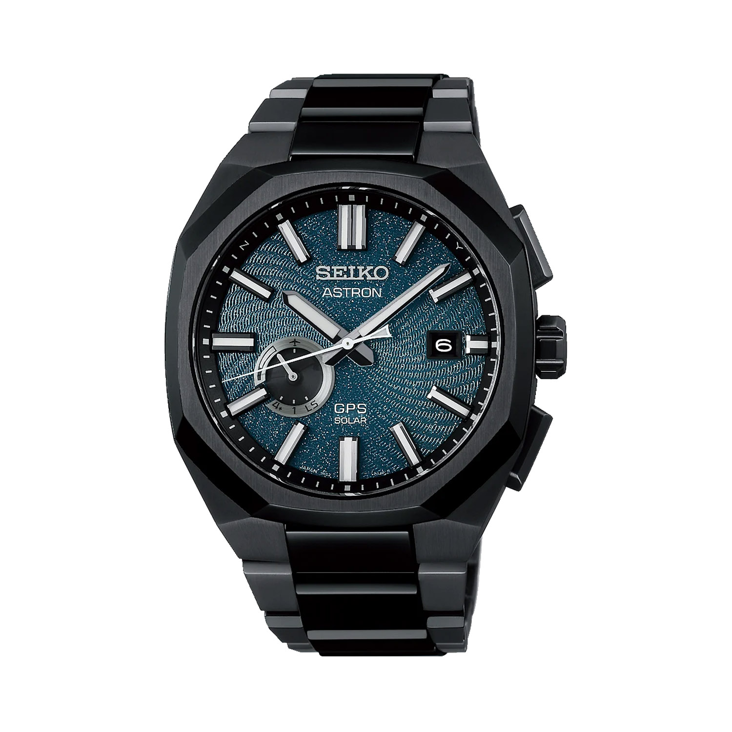Seiko, Astron GPS ‘Spiral Galaxy’ Limited Edition with a 41.2mm titanium case and bracelet strap featuring a GPS and a date function with a dark turquoise dial.