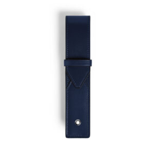 A Montblanc, Envelope pen pouch crafted in smooth ink blue leather with space for one writing instrument and finished with the Montblanc emblem.