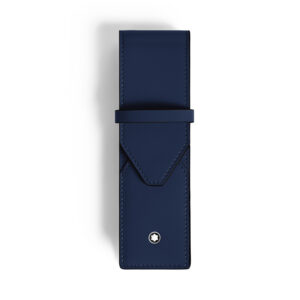 A Montblanc, Envelope pen pouch crafted in smooth ink blue leather with space for two writing instruments and finished with the Montblanc emblem.