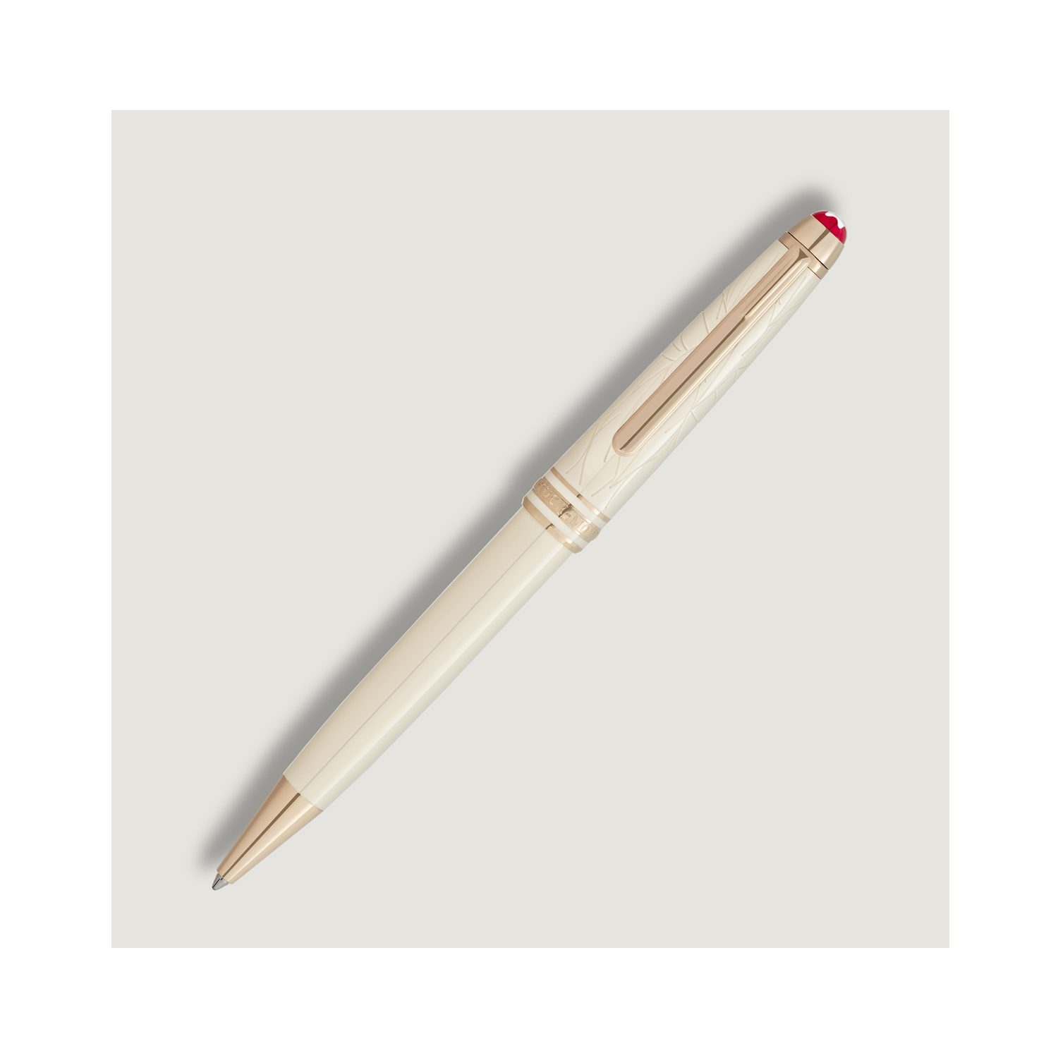 A Montblanc, Meisterstück Romeo & Juliet Classique Ballpoint pen crafted in ivory coloured precious resin and signature gold-coated fittings.