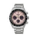 Seiko, Prospex Speedtimer Pale Pink, Solar Men's Watch Seiko, Prospex Speedtimer Pale Pink with a 39mm stainless steel case and bracelet strap featuring a chronograph and a date function with a pale pink dial.
