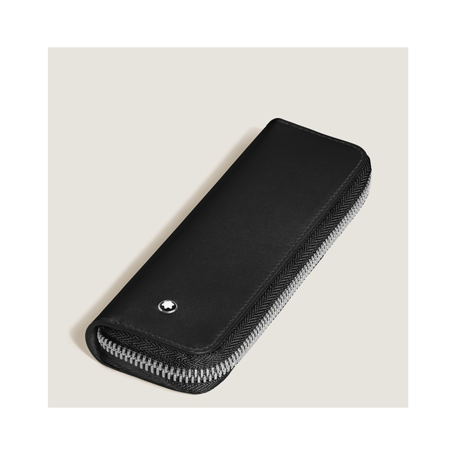 Montblanc, Meisterstück Black Leather 1-Pen Pouch A Montblanc, Meisterstück pen pouch crafted in soft black leather with zip closure, made to hold one writing instrument.