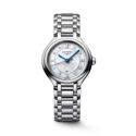 Longines, PrimaLuna Mother of Pearl & Diamond Dial, Quartz Women's Watch Longines, PrimaLuna with a 30mm stainless steel case and bracelet strap featuring a date function and a diamond set mother of pearl dial.