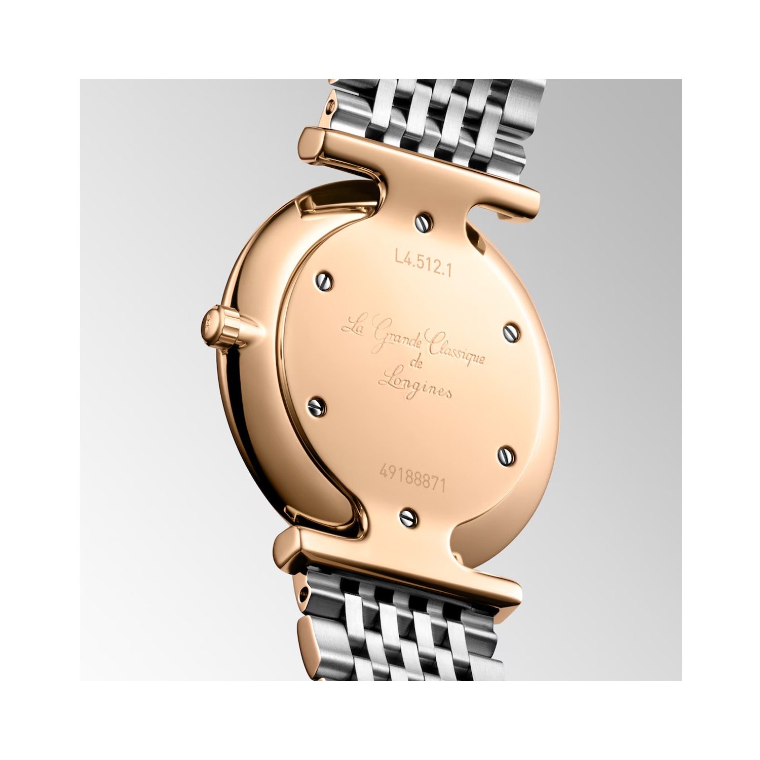 Longines, La Grande Classique with a 29mm stainless steel and rose gold PVD coated case and bracelet strap featuring a sunray green diamond set dial.