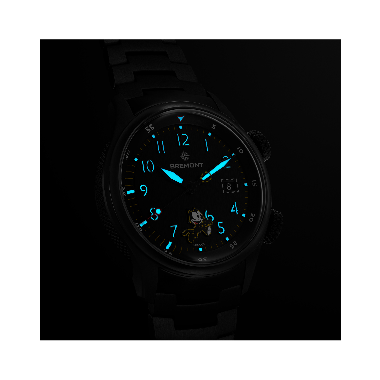 Bremont, Altitude MB Meteor 'Felix the Cat' Limited Edition, Automatic Men's Watch Bremont, Altitude MB Meteor 'Felix the Cat' Limited Edition with a 42mm titanium case and a black rubber and leather embossed strap featuring a date function and a black dial.