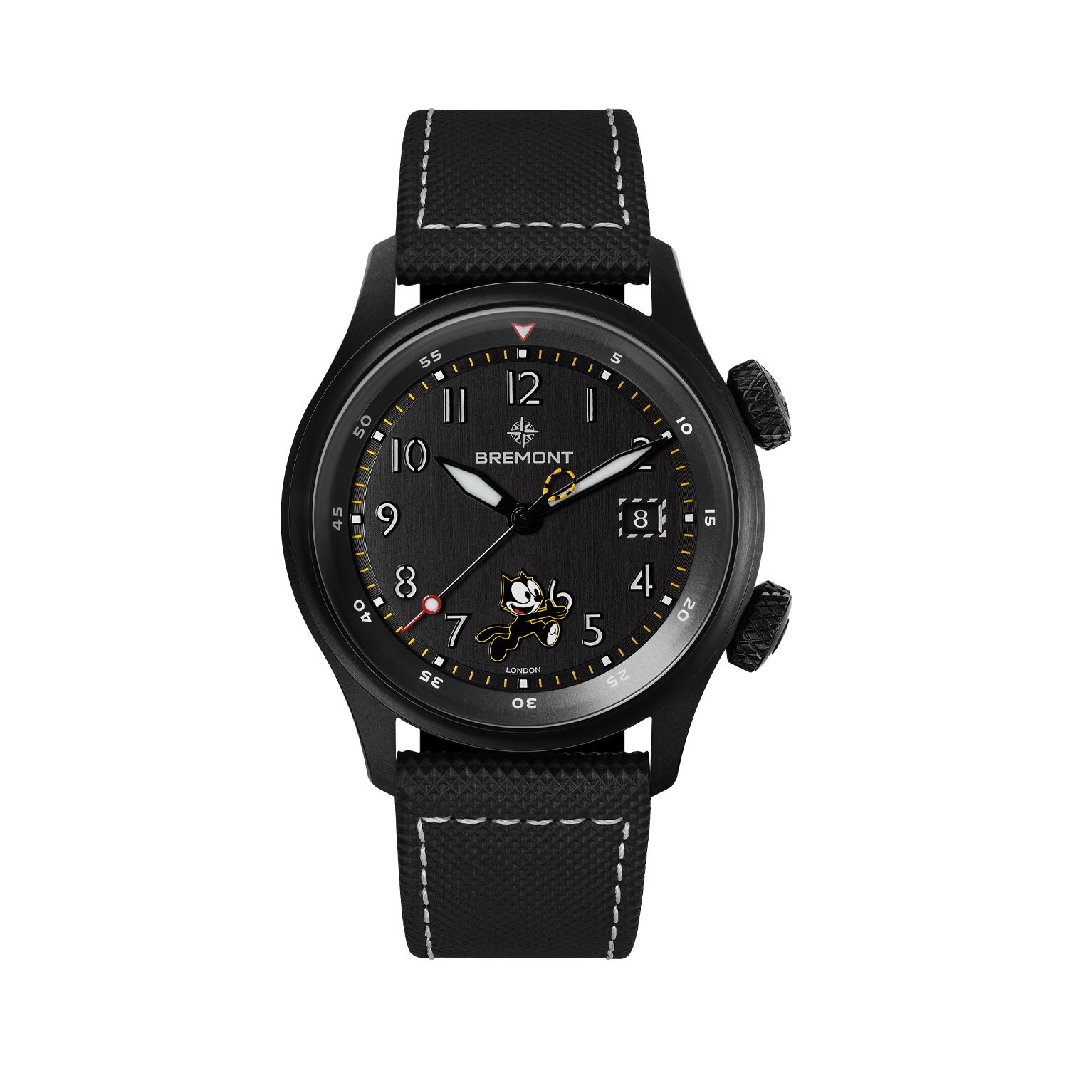 Bremont, Altitude MB Meteor 'Felix the Cat' Limited Edition, Automatic Men's Watch Bremont, Altitude MB Meteor 'Felix the Cat' Limited Edition with a 42mm titanium case and a black rubber and leather embossed strap featuring a date function and a black dial.