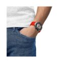 Tissot, T-Race MotoGP 2026 Limited Editon, Automatic Men's Watch Tissot, T-Race MotoGP 2026 Limited Editon with a 45mm stainless steel case and red synthetic strap featuring a chronograph and an open dial.