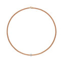 An 18ct rose gold Flex'It necklace with a single white gold diamond set rondel, belonging to the FOPE Prima collection.