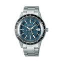 Seiko, Presage, 'Petrol Blue' Style 60s Road Trip, Automatic, GMT Men's Watch Seiko, Presage 'Petrol Blue' Style 60s Road Trip with a 40.7mm stainless steel case and bracelet strap featuring a date and GMT function, blue dial and a black bezel.
