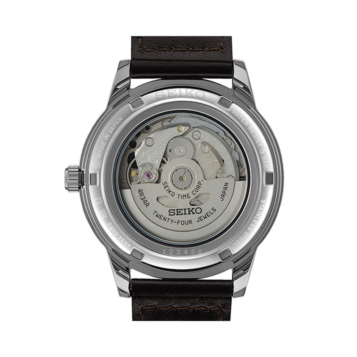 Seiko, Presage 'Fume' 60's Road Trip with a 40.7mm stainless steel case and grey leather bracelet strap featuring a date and GMT function, grey dial and a black bezel.