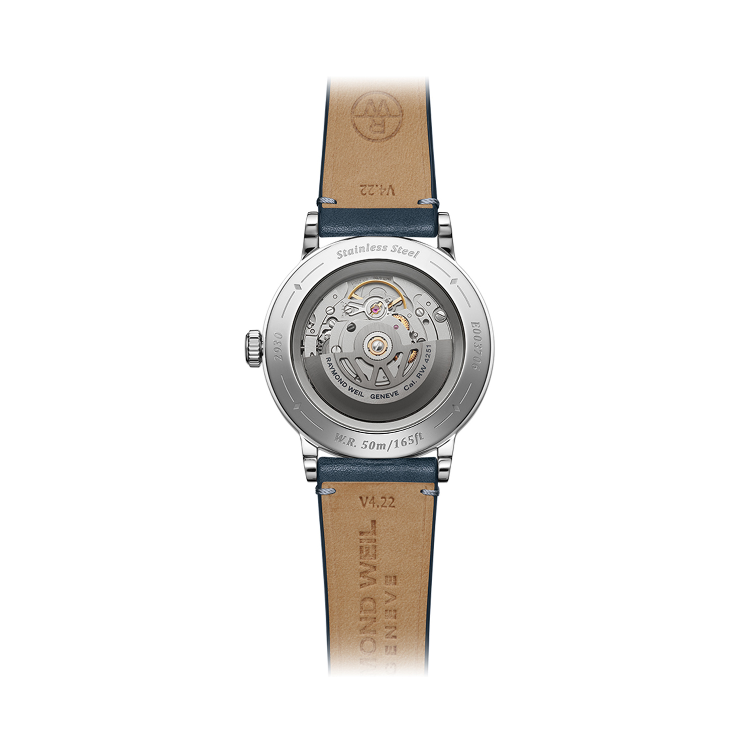 Raymond Weil, Millesime with a 39.5mm stainless steel case and a blue leather strap featuring a small seconds and a blue dial.