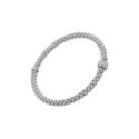 An 18ct white gold Flex'It bracelet with a single diamond set rondel belonging to the FOPE Solo collection.