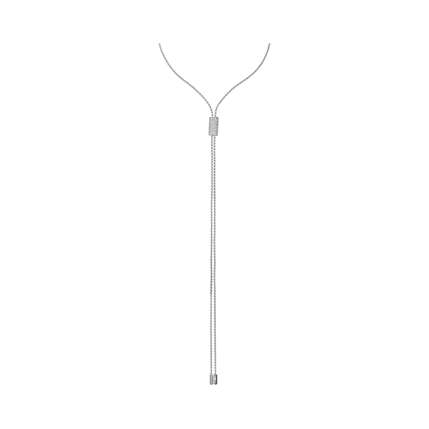 An 18ct white gold necklace with a pavé diamond set sliding rondel, belonging to the FOPE Aria collection.