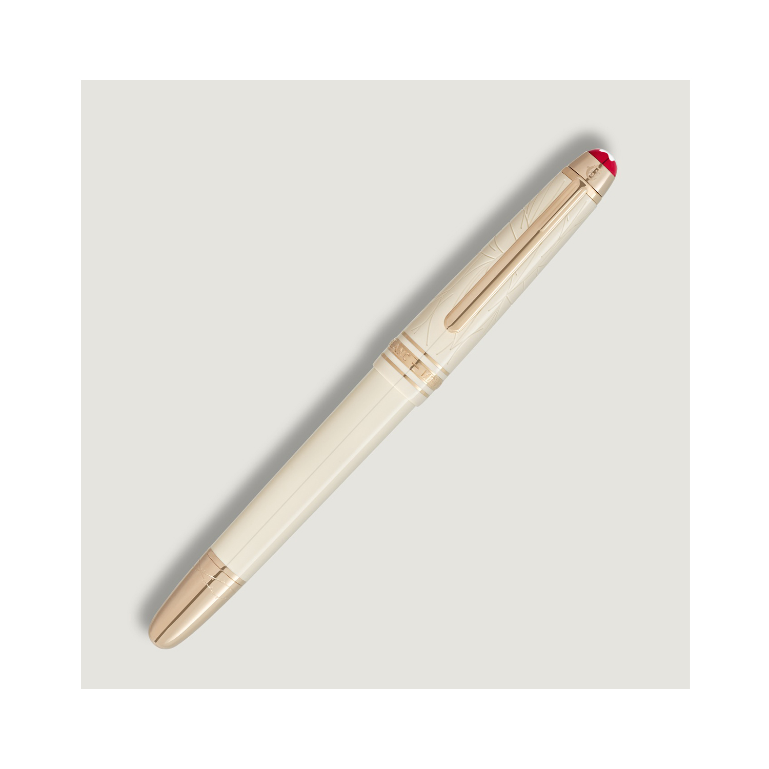 Montblanc, Meisterstück Romeo & Juliet Classique Fountain Pen A Montblanc, Meisterstück Romeo & Juliet Classique Fountain Pen crafted in ivory coloured precious resin with gold coated fittings and a solid gold Au 585 nib.