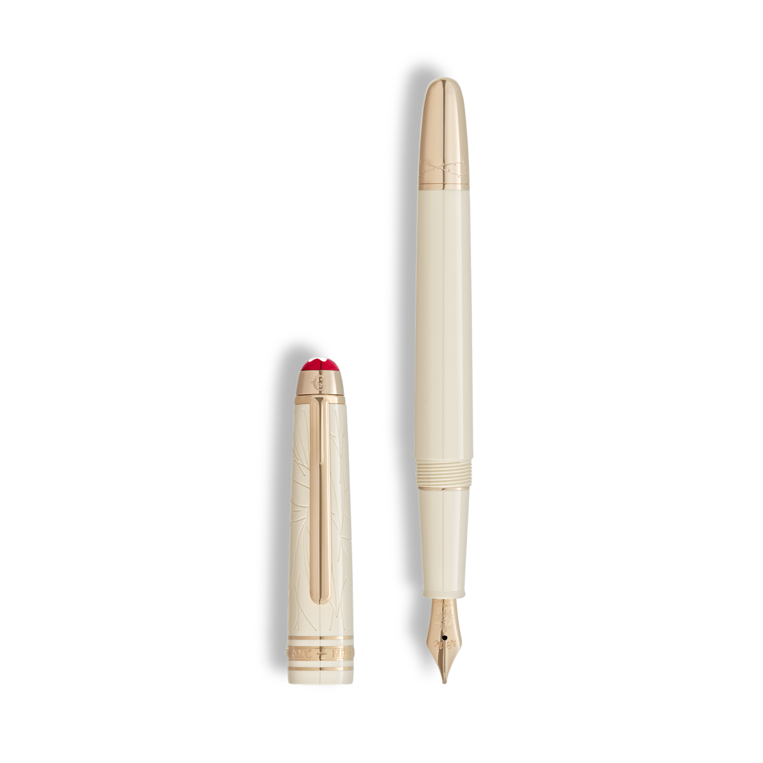 Montblanc, Meisterstück Romeo & Juliet Classique Fountain Pen A Montblanc, Meisterstück Romeo & Juliet Classique Fountain Pen crafted in ivory coloured precious resin with gold coated fittings and a solid gold Au 585 nib.