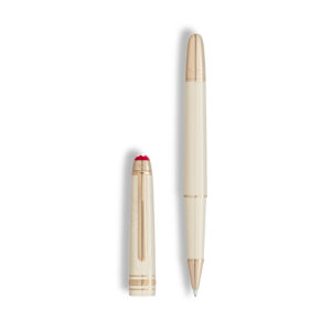 A Montblanc, Meisterstück Romeo & Juliet Classique Rollerball pen crafted in ivory coloured precious resin and signature gold-coated fittings.