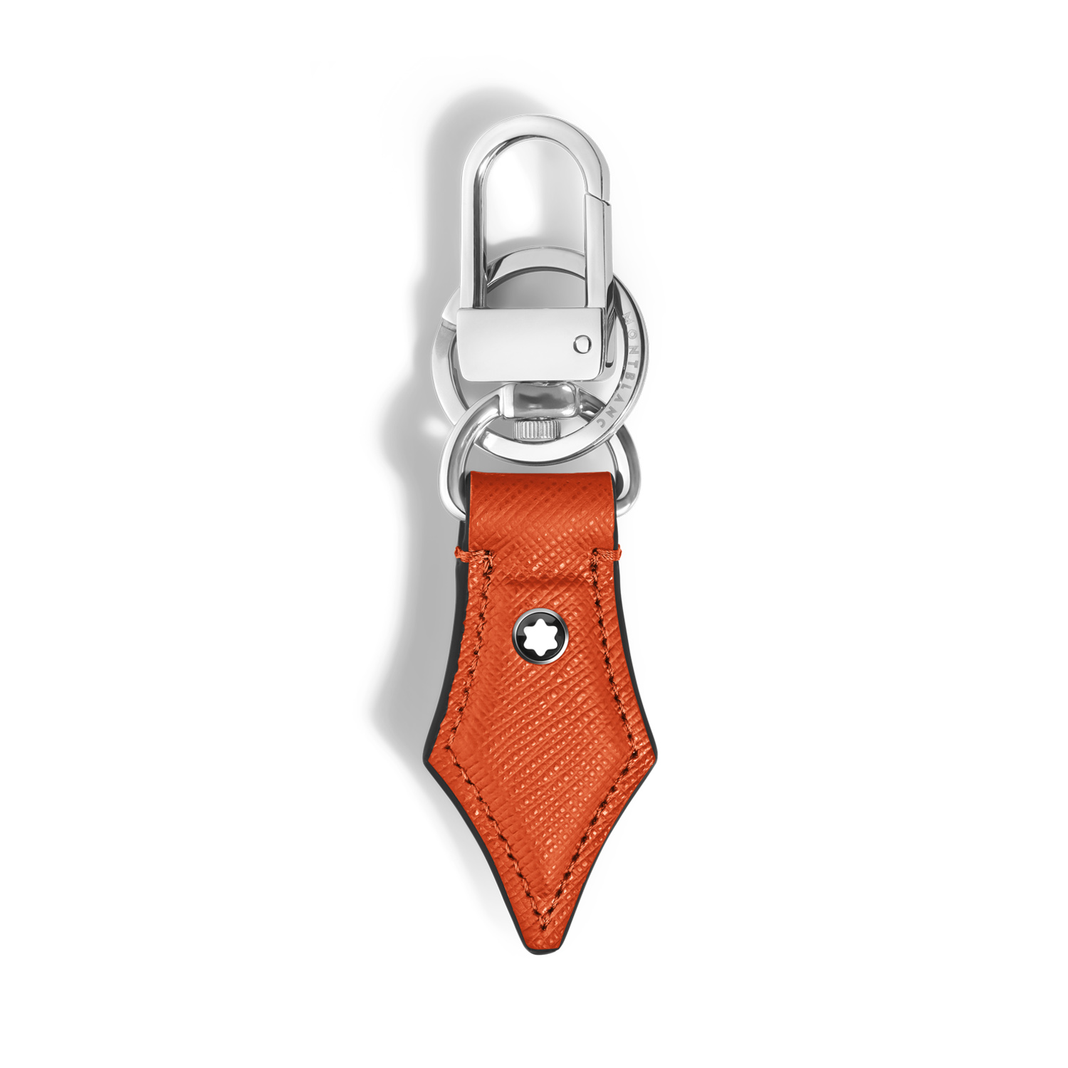 Montblanc, Sartorial Tangerine Nib Key Holder A Montblanc, Sartorial nib key holder in tangerine sartorial leather and shaped to resemble the shape of a pen nib.