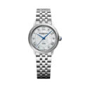 Raymond Weil, Maestro with a 31mm stainless steel case and bracelet strap featuring a diamond set mother of pearl dial.