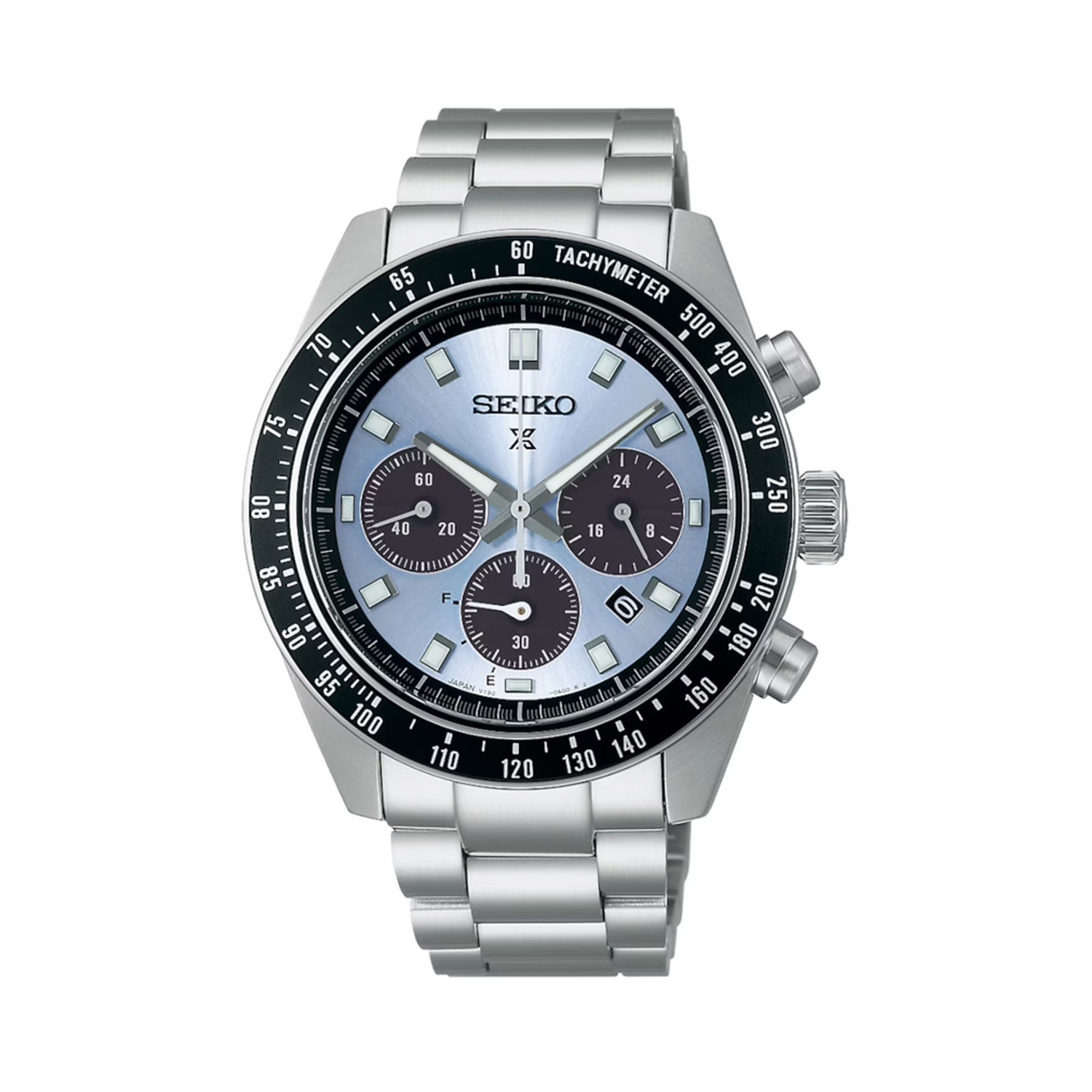 Seiko, Prospex 'Crystal Trophy' Speedtimer with a 41.4mm stainless steel case and bracelet strap featuring a date function, chronograph and a blue dial with a black bezel.