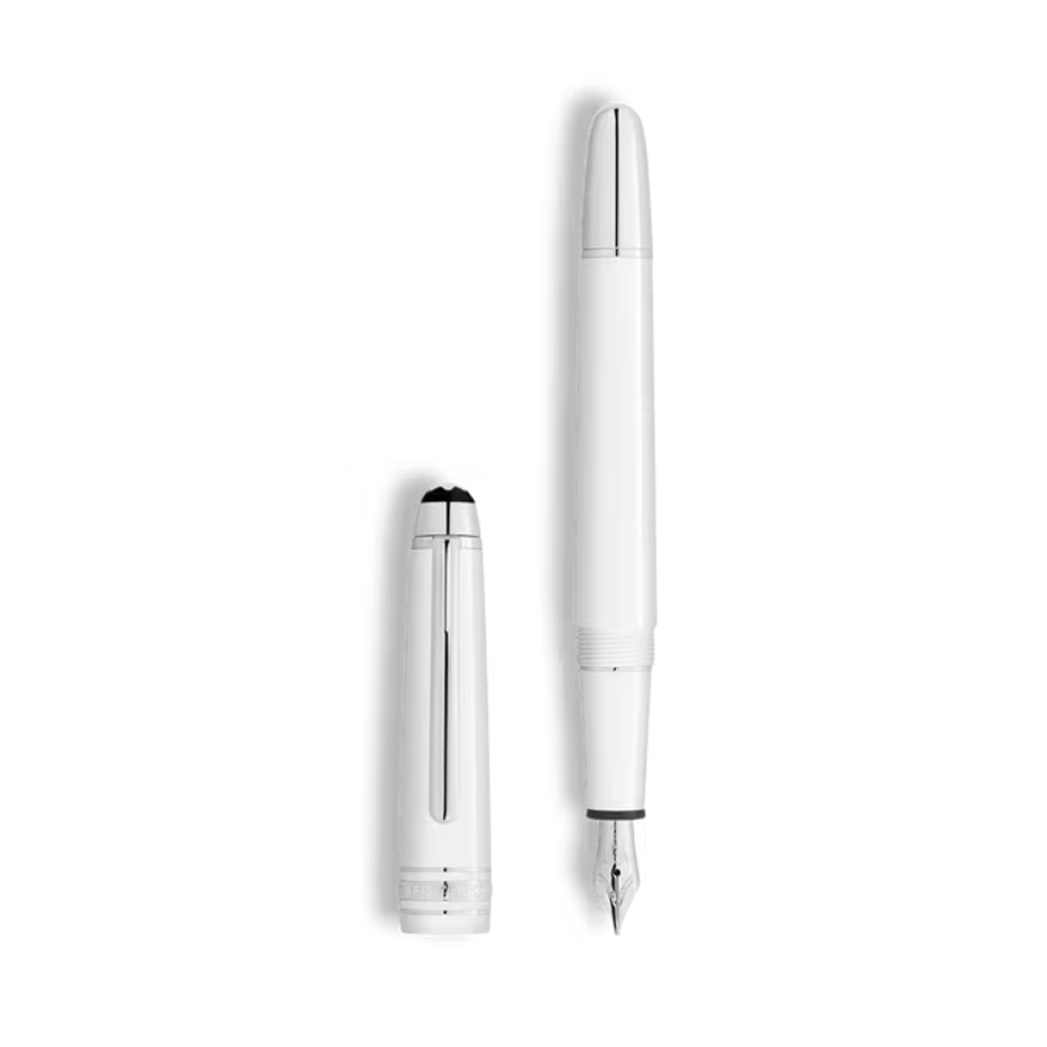 Montblanc, Meisterstück White Classique Fountain Pen crafted in white precious resin with a platinum coated clip.