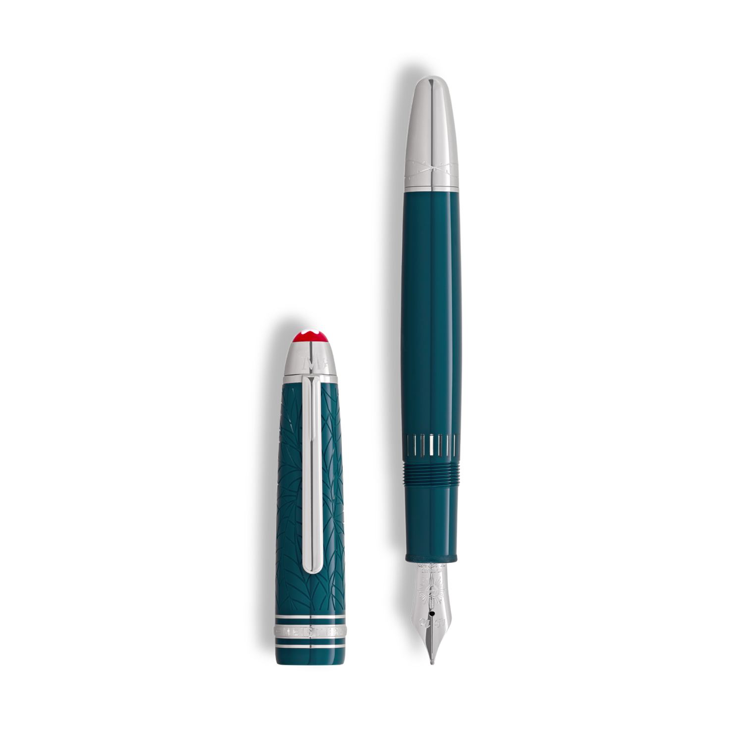 A Montblanc, Meisterstück Romeo & Juliet LeGrand Fountain Pen crafted in teal coloured precious resin.