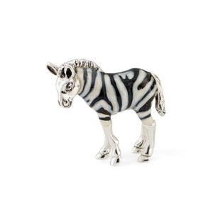 A sterling silver standing zebra figurine from Saturno by Francis Howard.