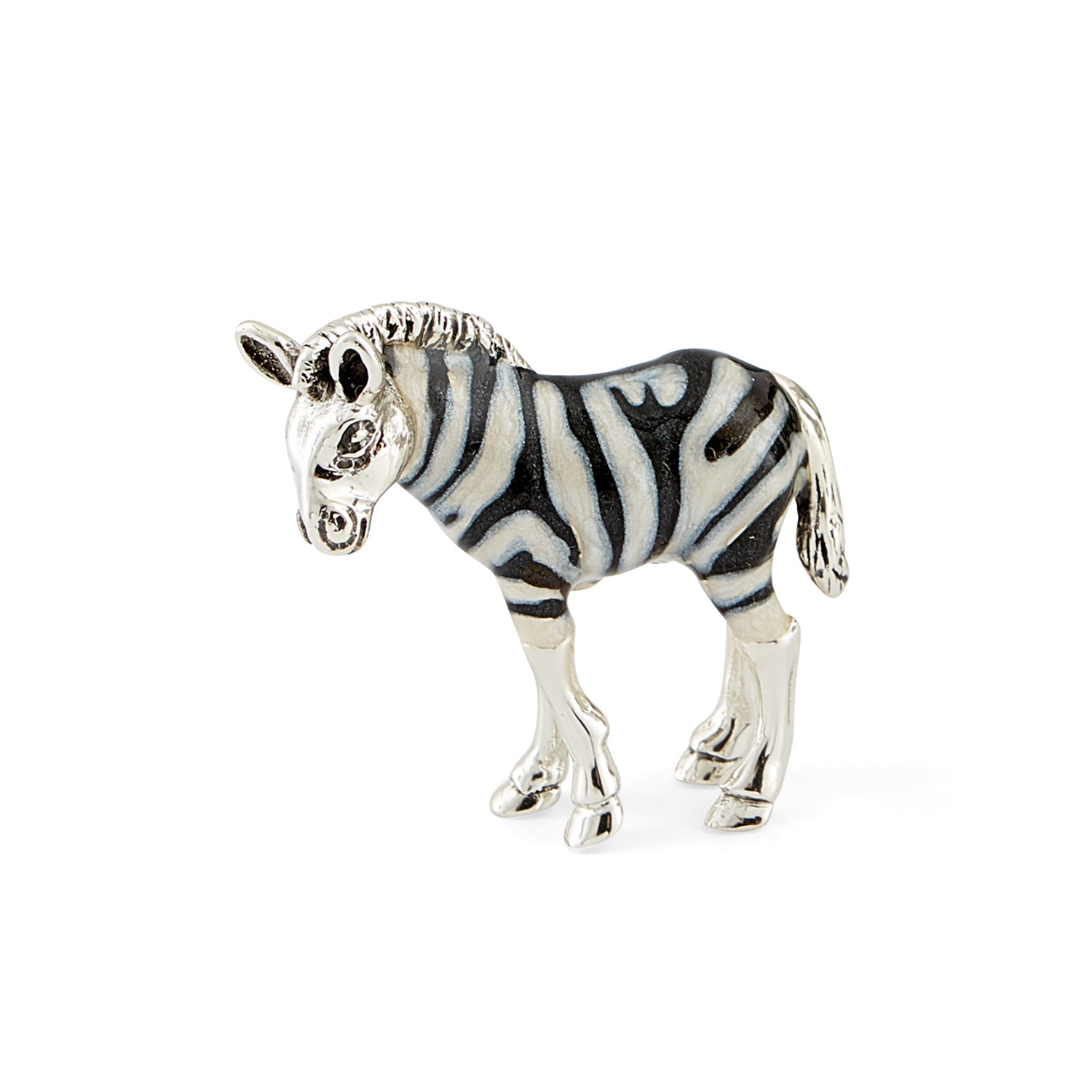 Saturno Sterling Silver Standing Zebra Figurine A sterling silver standing zebra figurine from Saturno by Francis Howard.