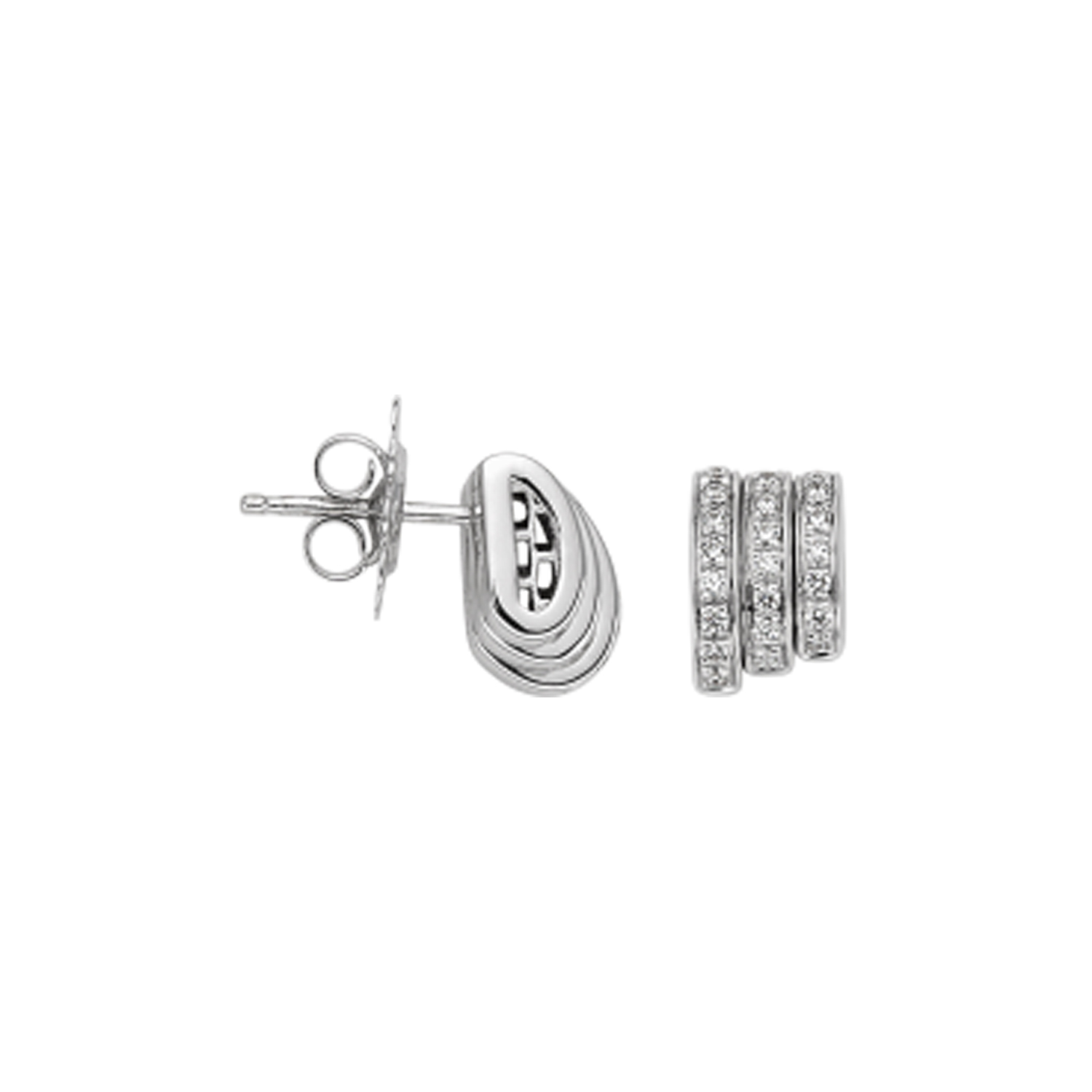 A pair of 18ct white gold diamond set stud earrings for pierced ears, belonging to the FOPE Prima collection.