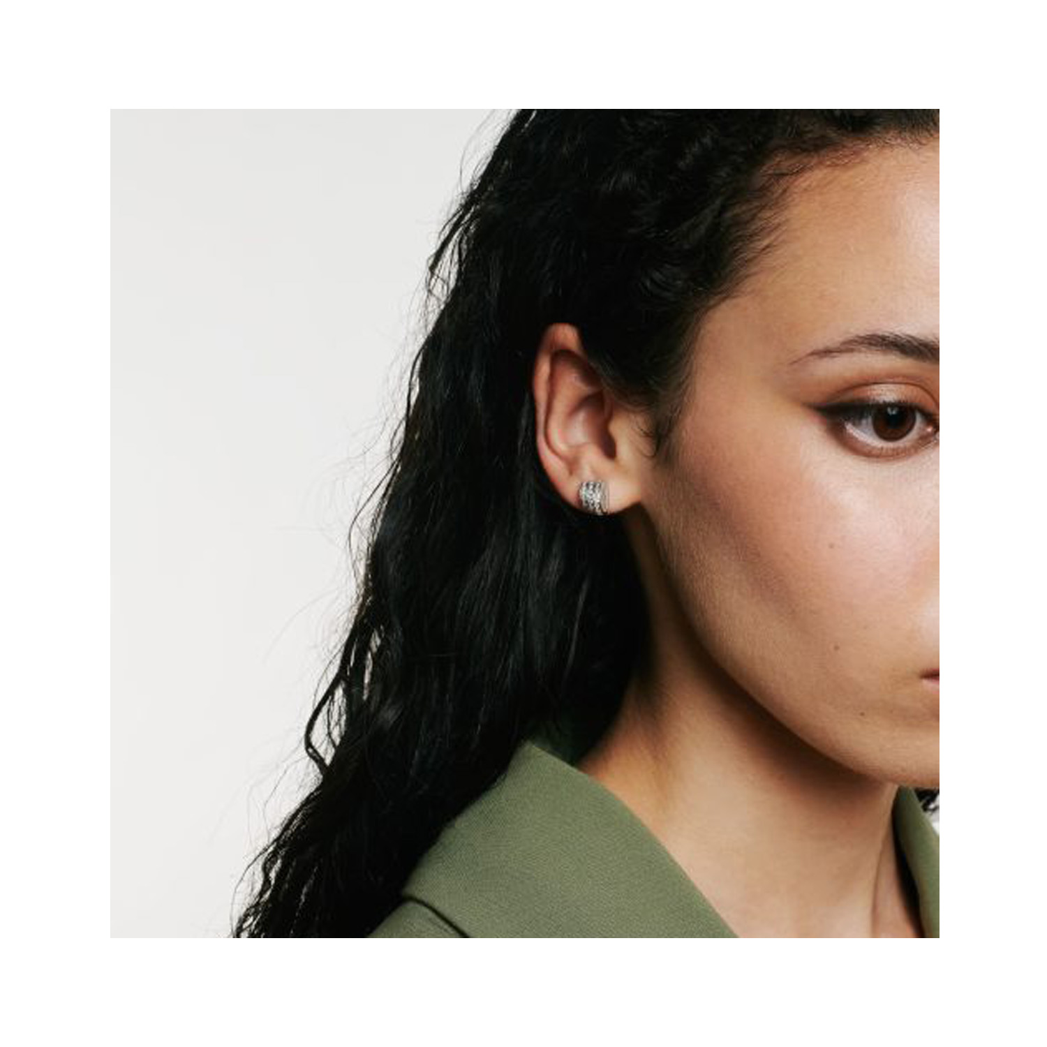 A pair of 18ct white gold diamond set stud earrings for pierced ears, belonging to the FOPE Prima collection.