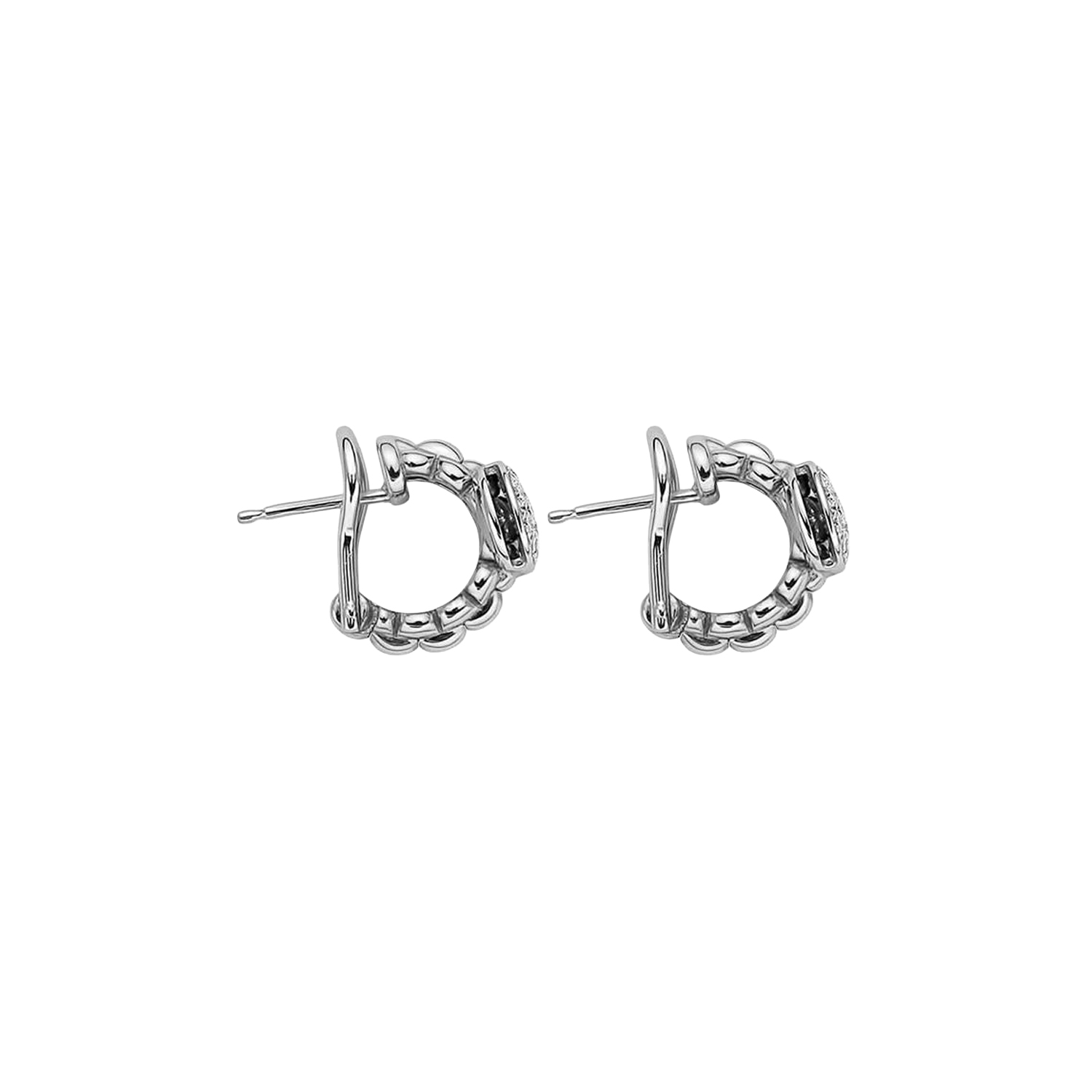 A pair of 18ct white gold pave diamond set earrings for pierced ears, belonging to the FOPE EKA collection.