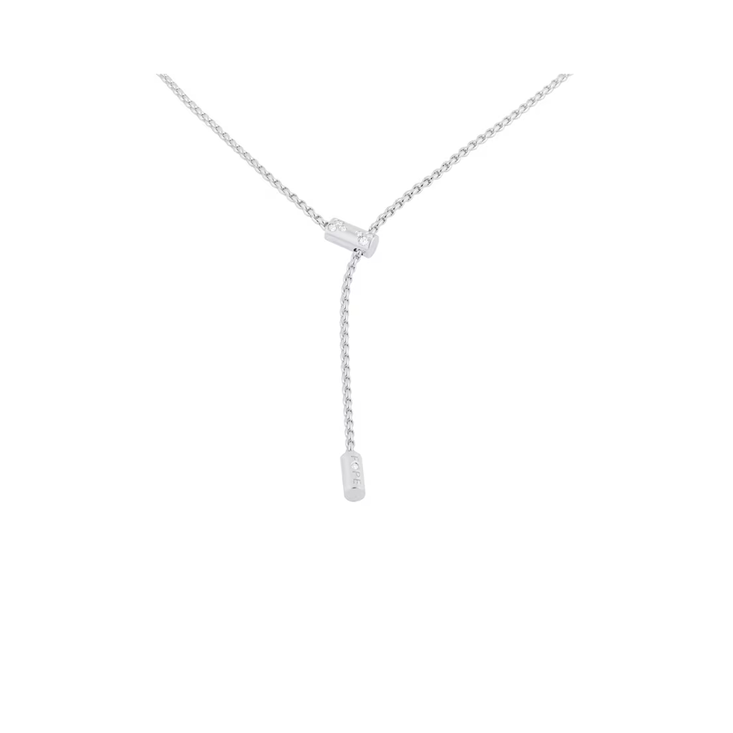 An 18ct white gold diamond set drop necklet, belonging to the FOPE Aria collection.