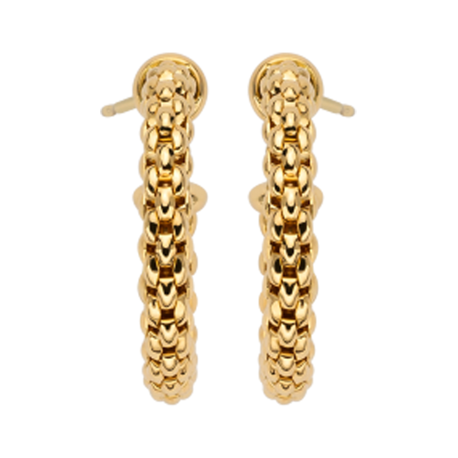 A pair of 18ct yellow gold hoop earrings for pierced ears, belonging to the FOPE Essentials Collection.