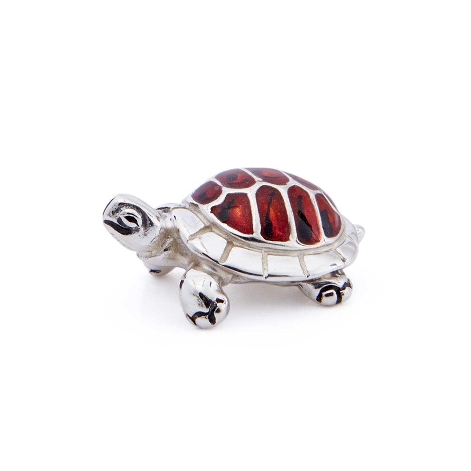 Saturno, Sterling Silver Red Tortoise Figurine A sterling silver very small red tortoise figurine from Saturno by Francis Howard.