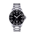 Tissot, Seastar 1000 Black, Quartz Men's Watch Tissot, Seastar 1000 with a 40mm stainless steel case and bracelet strap featuring a date function and a black dial and bezel.
