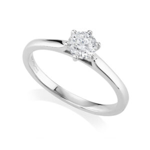 A platinum round brilliant cut, six claw set diamond single stone solitaire ring belonging to H. L. Brown’s Harris Collection.