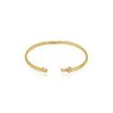 A 9ct yellow gold round brilliant cut diamond set hinged bangle with a polished finish.