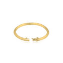 A 9ct yellow gold round brilliant cut diamond set hinged bangle with a polished finish.