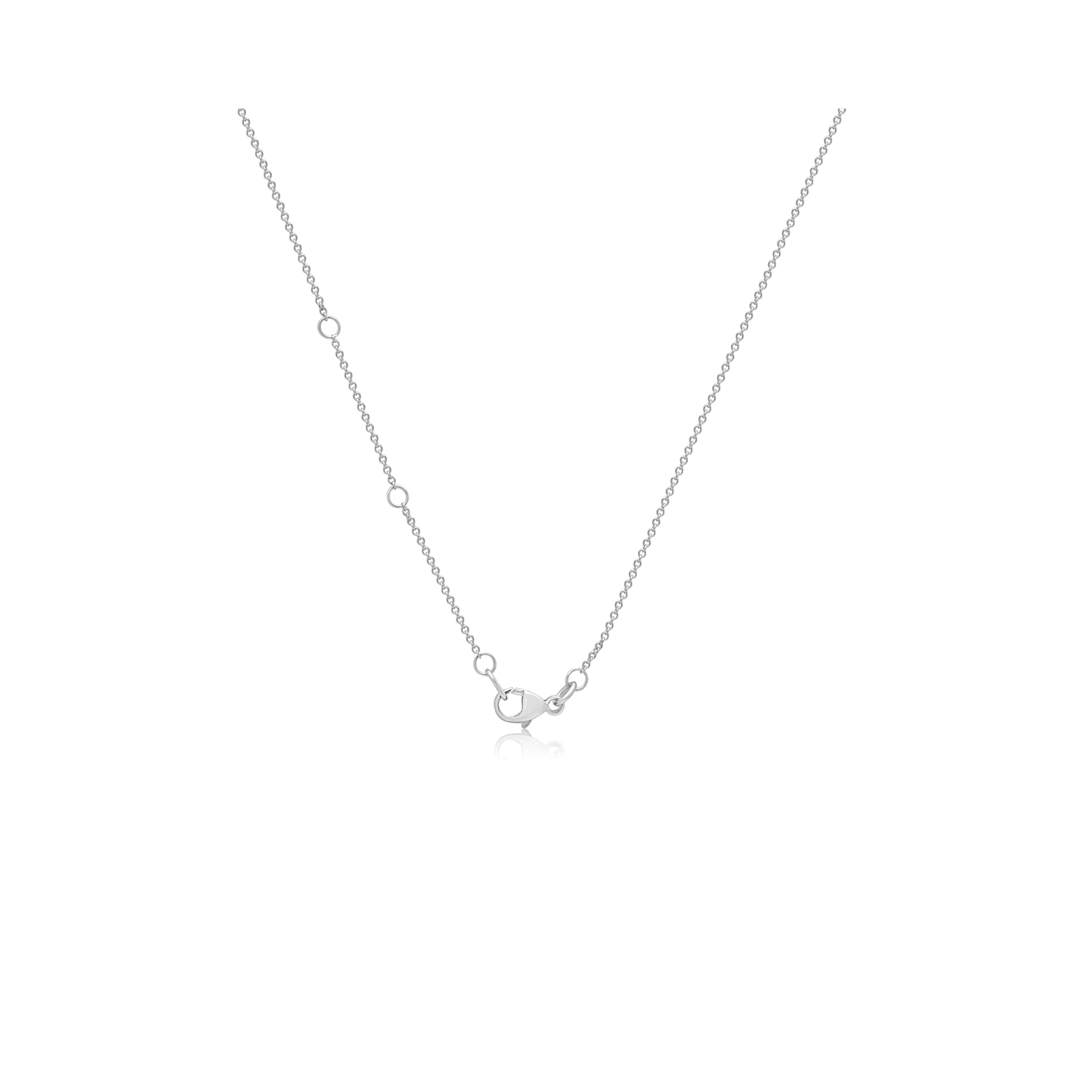 An 18ct white gold pear shaped sapphire and round brilliant cut diamond set cluster pendant on an adjustable cable chain.