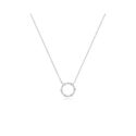 An 18ct white gold round brilliant cut diamond set circular pendant on an adjustable length cable chain.