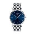 Tissot, Everytime with a 40mm stainless steel case and bracelet strap featuring a blue dial.