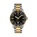 Tissot Seastar 1000 Two-Tone, Quartz Men's Watch Tissot Seastar 1000 with a 40mm stainless steel and gold PVD coated case and bracelet strap featuring a date function and a black dial and ceramic bezel.